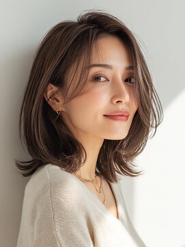 ミディアム/レイヤーカット/くびれ/大人女性/デザインカット