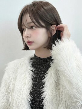 カバーヘア イヴ 戸頭店(COVER HAIR EVE) ダークアッシュブリーチなしフレンチバングハッシュカット20代P2
