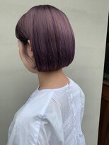ヘアー アイス ルーチェ(HAIR ICI LUCE) ピンクパープル 切りっぱなしボブ グラデーション