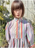 村上/切りっぱなしボブ 春カラー ブラウンベージュ 大人かわいい