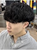 波巻きスパイラルパーマメンズマッシュツーブロックメンズパーマ