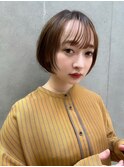 ボブ/オリーブベージュ/前髪 /レイヤーカット[池袋駅]