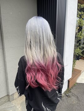 ヘアーサロン アトリエ(Hair salon ATORIE) ロングレイヤーブリーチカラーピンクカラーグラデーション