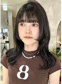 くびレイヤー前髪ピンクベージュエモージュインナーグレージュ