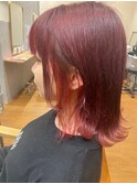カシスカラー×インナーカラーレッド/20代/30代/40代/50代/60代