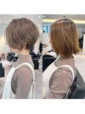 30代、40代/丸みくびれショートボブ×白髪染めハイライト/大宮