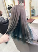 【Factory5デザインカラー】インナーカラーシルバー×ターコイズ