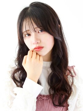 ガリカ 渋谷(Gallica) シースルーバングにゆる巻きロング×深みのあるショコラブラウン