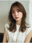 やわらかレイヤーミディ*シアーベージュ/小顔/ココアベージュ