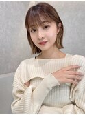インナーカラー×切りっぱなしボブ