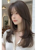 レイヤーカットハッシュカットシースルーバング
