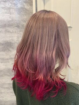 ヘアー ブランコ(hair Blanco) ピンクベージュ×ルージュカラー