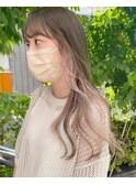 セクションカラー×ペールベージュ×大人ガーリー×バイカラー