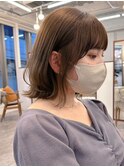 大人可愛い20代30代40代外はねボブ×キャラメルベージュ