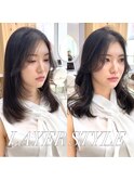 2wayバング 韓国前髪 シースルー ミディアム くびれ#