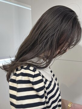 フレイムスヘアデザイン(FRAMES hair design) 柔らかダークカーキグレージュ×セミロング