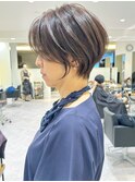 30代40代50代絶壁解消ひし形白髪ぼかし大人ショートボブ【猪狩】