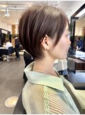 前髪カット＊イメチェンショートボブ＊カーキグレージュ
