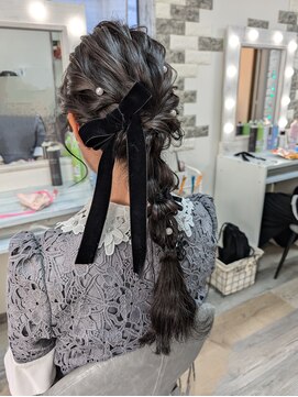 ミザリー(MISERY) 編みおろし、ベロアリボン