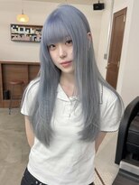 リヴ オオサカ(LIV OSAKA)&nbsp;ペールブルー/水色カラー/レイヤーカット/梅田/ケアブリーチ