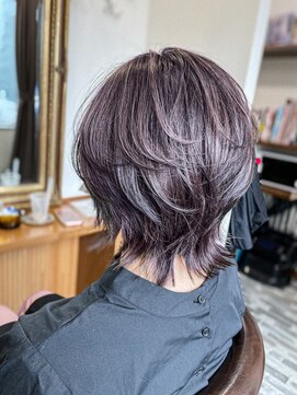 ヘアーサロン 6(hair salon) #白髪ぼかし #ハイ&ローライト×#グレーパープル#ネオウルフ