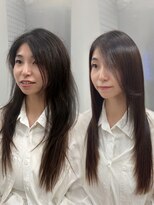 ロムーク 表参道(LOMKH)&nbsp;ハッシュカット縮毛矯正レイヤーカット顔周りブルーブラック