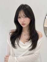 シー バイ ロンド 新宿(Sea by Lond)&nbsp;ワンホンレイヤ ー×ダークブルー[デジタルパーマ/ボブ/韓国]