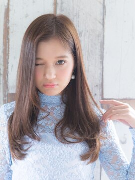 美容室フルール 大人かわいい☆愛され艶やかワンカールストレートハニーヘア