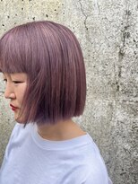 アミックス ヘアワークス 本店(AMIX hair works)&nbsp;アッシュピンクのカラーにパッツンボブ