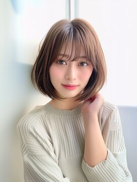 クラン 岡本(Chlan) ナチュラルワンカールボブ×モテ髪マロンベージュ