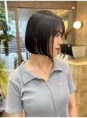 切りっぱなしボブ暗髪［ミニボブ/グレージュ/髪質改善］仙台