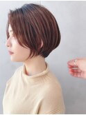 Say.ひし形ショートレイヤー丸みショートミルクティーベージュ