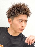 アップバング短髪ツイストスパイラルブリーチパーマツイスパ