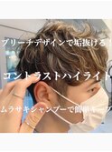 メンズヘア韓国マッシュツーブロック金メッシュホワイトブロンド