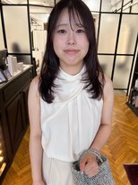 ジリ(JILI)&nbsp;ミディアム顔まわりレイヤー×チョコレートカラー ▽福永