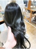 艶髪ダークオリーブグレージュカラー　暗染カラー