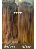 髪質改善ツヤ髪ブラウンストレートまとまる美髪