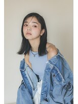 メゾンドイギー(MAISON de IGGY)&nbsp;黒髪切りっぱなしボブルフネビージュ小顔ワンレンボブロブ