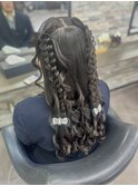 ハーフツイン×リボン ヘアセット