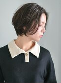切りっぱなしショート・ボブ/絶壁解消/前髪なし/40代/30代/丸顔