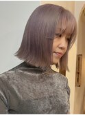 ショート ボブ ラベンダーグレージュ ブリーチ ハイトーン