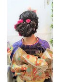 和装編み込みアップ