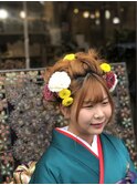 創作帯結びト成人式着付とヘアメイク、セット