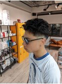 ショートフェード×オールバックパーマ