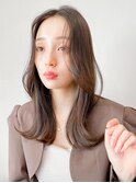 黒髪クラゲヘアーオリーブグレー小顔ココアベージュ
