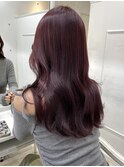 【ワインレッド】小顔くびレイヤーカットブリーチなし暖色