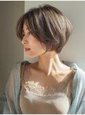 【柔らか透明感】ラベージュカラー×小顔レイヤーボブ
