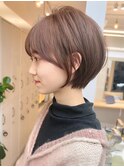 ホワイトグレージュミニウルフデジタルパーマチェリーブラウン