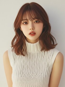 ヘアメイク アージュ 天神西通り店(HAIR MAKE age) ミディアムレイヤー ブラウン 韓国風レイヤーカット 20代