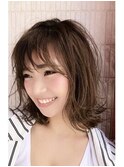 ◆外ハネくびれボブ【小顔前髪でイメチェン】ピンクベージュ